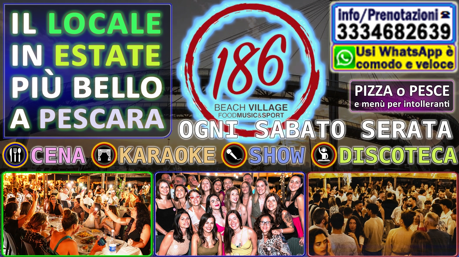 Serate a Pescara Cena Spettacolo Ballo Karaoke Musica Club Locali per Festa Discoteche Eventi Single, lugares para bodas, Abruzos
